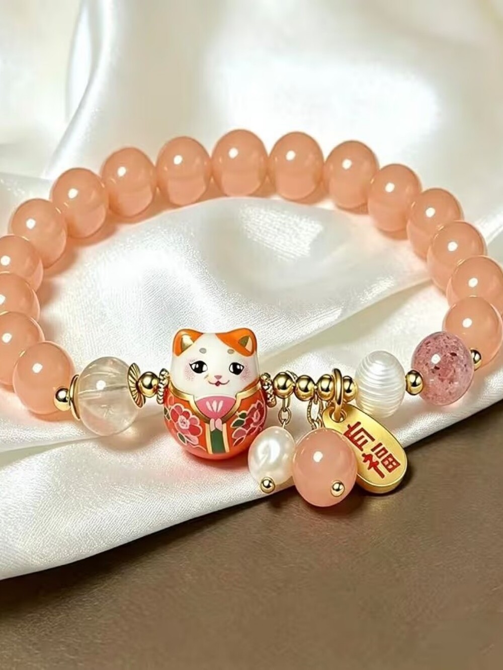 Crystal Beads Cat Bracelet